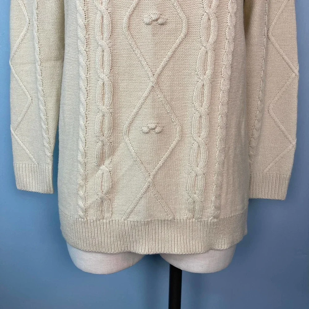 BAILEY'S Blossoms Cream Light Tan Lightweight Cable Knit Sweater Women's Size XS - Picture 3 of 12